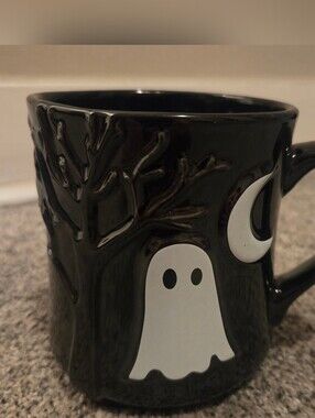 Ghost With Tree & Moon Ceramic Mug Halloween Spooky